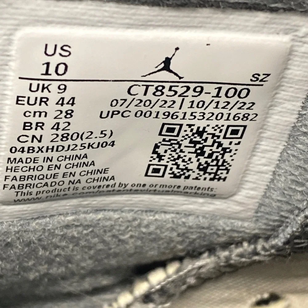 Jordan 6 Retro Cool Grey White Medium Grey CT8529-100 Mens Size 10